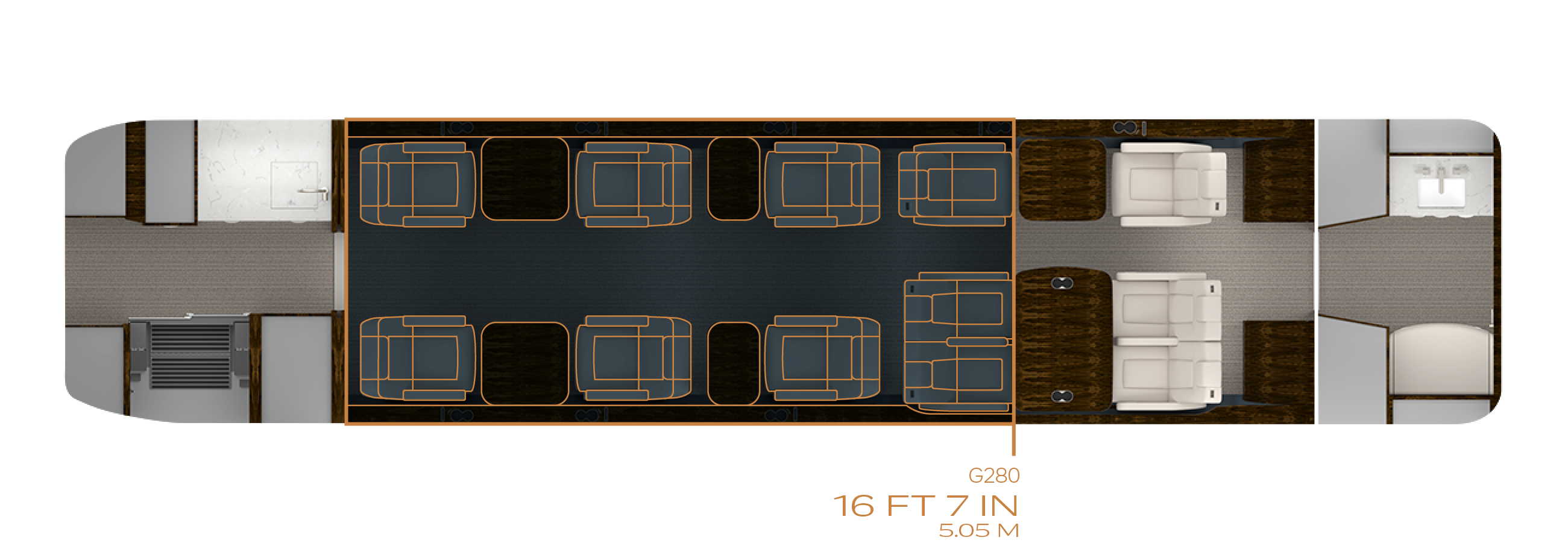 Floor plan with twelve single-person chairs compared to G280
