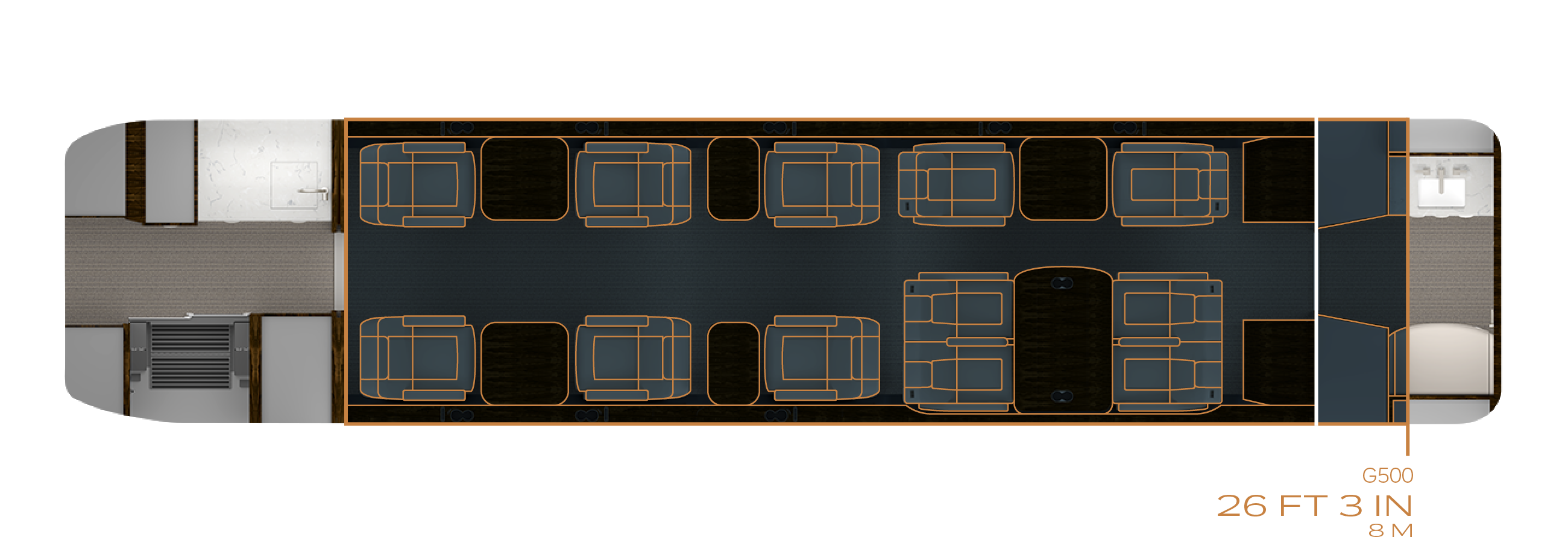 Floor plan with twelve single-person chairs compared to G500