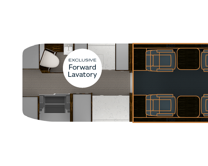 Floor plan with six single-person chairs and one three-person divan compared to Competitor Average<sup>+</sup>