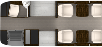 Floor plan with thirteen single-person chairs and one three-person divan