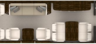 Floor plan with thirteen single-person chairs and one three-person divan