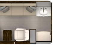 Floor plan with thirteen single-person chairs and one three-person divan